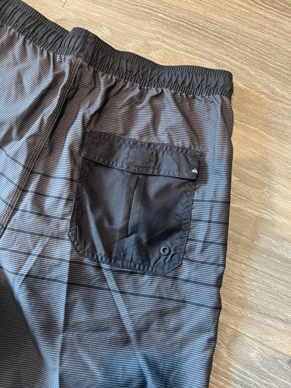 Quiksilver Grey and Black Striped Volley Shorts